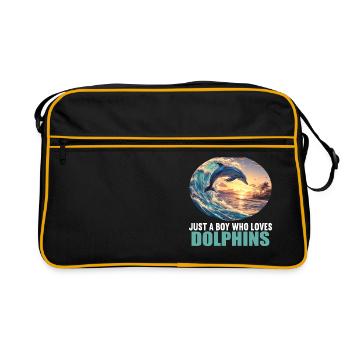 Dolphin Delfine Delfin - Retro Tasche - Schwarz/Gold - Vorne