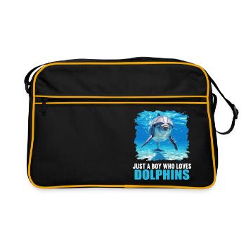 Dolphin Delfine Delfin - Retro Tasche - Schwarz/Gold - Vorne