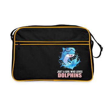 Dolphin Delfine Delfin - Retro Tasche - Schwarz/Gold - Vorne