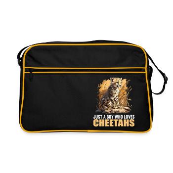 Cheetah Geparde Gepard - Retro Tasche - Schwarz/Gold - Vorne