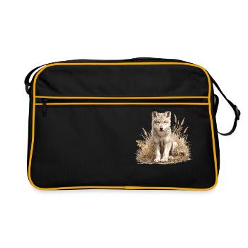 Wolves Wolf - Retro Bag - black/gold - Front