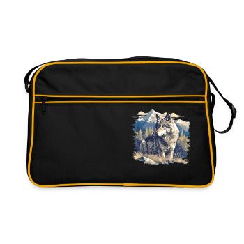 Wolves Wolf - Retro Bag - black/gold - Front