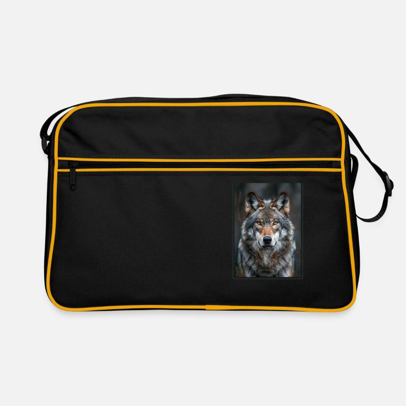 Wölfe Wolf - Retro Tasche - Schwarz/Gold