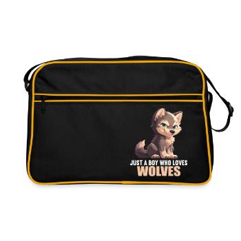 Wolves Wolf - Retro Bag - black/gold - Front