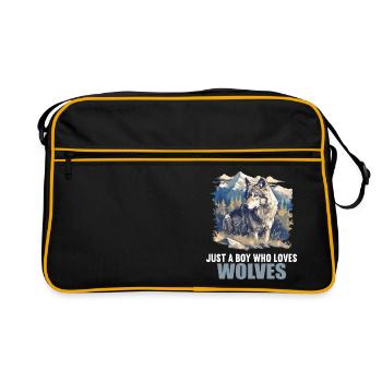 Wolves Wolf - Retro Bag - black/gold - Front