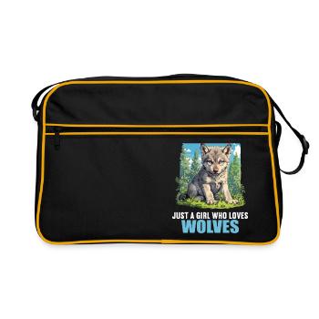 Wolves Wolf - Retro Bag - black/gold - Front