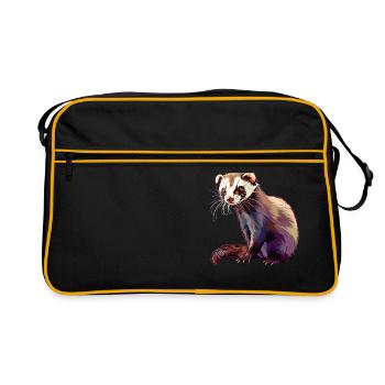 Ferret Frettchen - Retro Tasche - Schwarz/Gold - Vorne