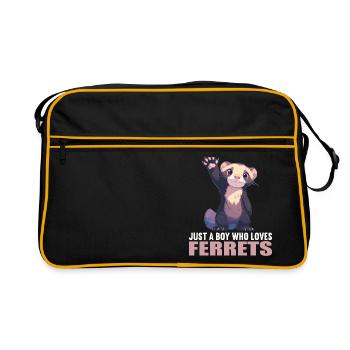 Ferret Frettchen - Retro Tasche - Schwarz/Gold - Vorne