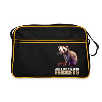 Ferret Frettchen - Retro Tasche - Schwarz/Gold - Vorne