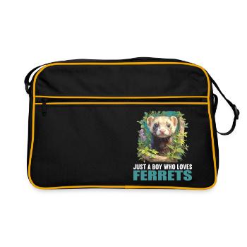 Ferret Frettchen - Retro Tasche - Schwarz/Gold - Vorne