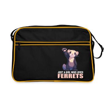 Ferret Frettchen - Retro Tasche - Schwarz/Gold - Vorne