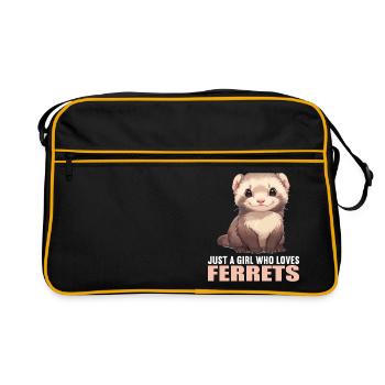 Ferret Frettchen - Retro Tasche - Schwarz/Gold - Vorne
