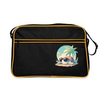 Sea Turtle Meeresschildkröten Meeresschildkröte - Retro Tasche - Schwarz/Gold - Vorne