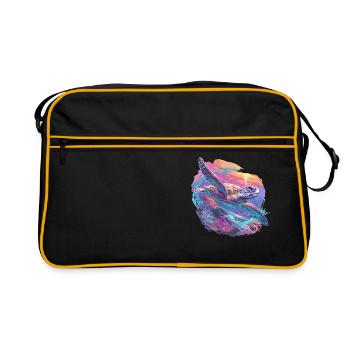Sea Turtle Meeresschildkröten Meeresschildkröte - Retro Tasche - Schwarz/Gold - Vorne