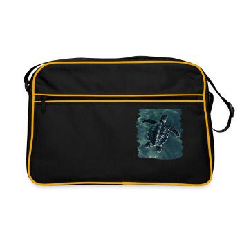 Sea Turtle Meeresschildkröten Meeresschildkröte - Retro Tasche - Schwarz/Gold - Vorne