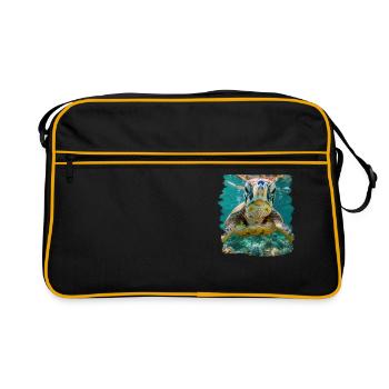 Sea Turtle Meeresschildkröten Meeresschildkröte - Retro Tasche - Schwarz/Gold - Vorne