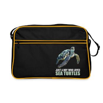 Sea Turtle Meeresschildkröten Meeresschildkröte - Retro Tasche - Schwarz/Gold - Vorne