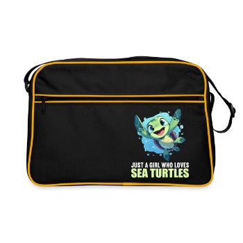 Sea Turtle Meeresschildkröten Meeresschildkröte - Retro Tasche - Schwarz/Gold - Vorne