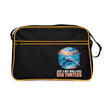 Sea Turtle Meeresschildkröten Meeresschildkröte - Retro Tasche - Schwarz/Gold - Vorne