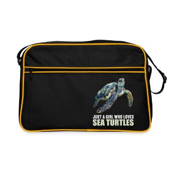 Sea Turtle Meeresschildkröten Meeresschildkröte - Retro Tasche - Schwarz/Gold - Vorne