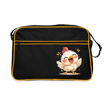 Rooster Hähne Hahn - Retro Tasche - Schwarz/Gold - Vorne