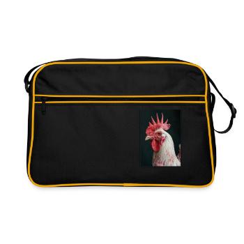 Rooster Hähne Hahn - Retro Tasche - Schwarz/Gold - Vorne