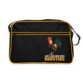 Rooster Hähne Hahn - Retro Tasche - Schwarz/Gold - Vorne