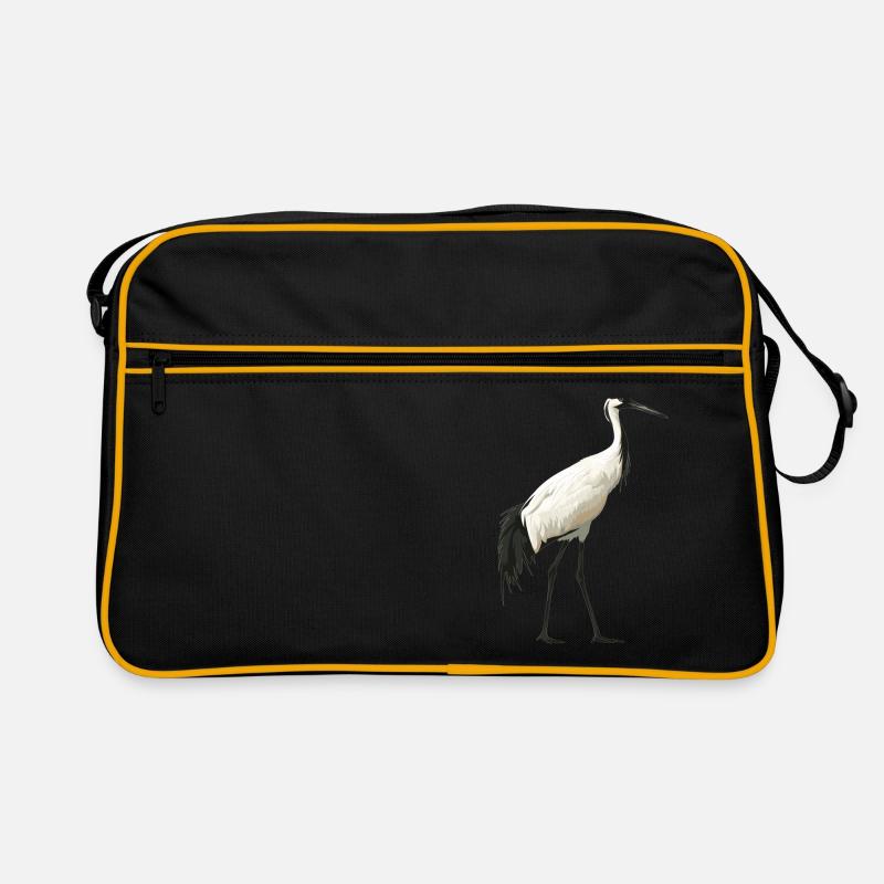 Kraniche Kranich - Retro Tasche - Schwarz/Gold