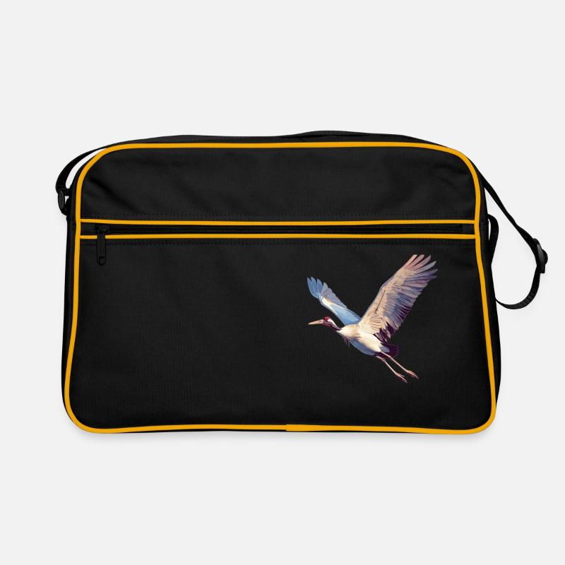 Kraniche Kranich - Retro Tasche - Schwarz/Gold