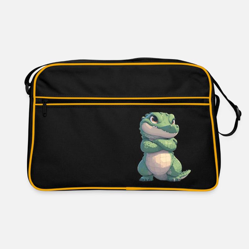Krokodile Krokodil - Retro Tasche - Schwarz/Gold