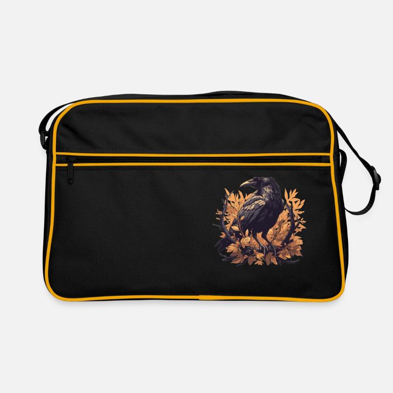 Krähen Krähe - Retro Tasche - Schwarz/Gold