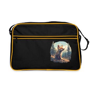 Füchse Fuchs - Retro Tasche - Schwarz/Gold - Vorne