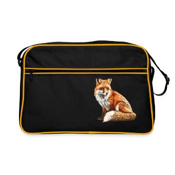 Füchse Fuchs - Retro Tasche - Schwarz/Gold - Vorne