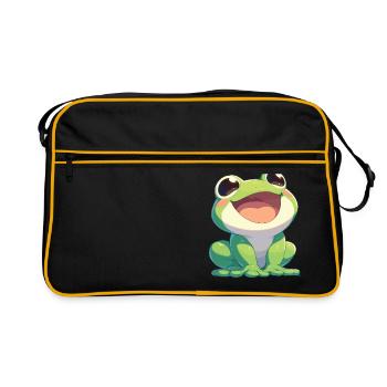 Frosch Frösche - Retro Tasche - Schwarz/Gold - Vorne