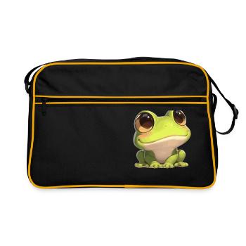 Frosch Frösche - Retro Tasche - Schwarz/Gold - Vorne