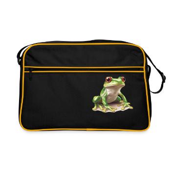 Frosch Frösche - Retro Tasche - Schwarz/Gold - Vorne