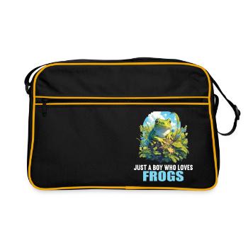Frosch Frösche - Retro Tasche - Schwarz/Gold - Vorne