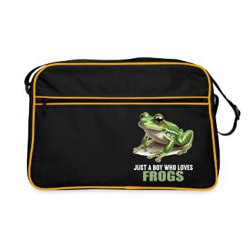 Frosch Frösche - Retro Tasche - Schwarz/Gold - Vorne