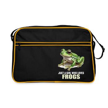 Frosch Frösche - Retro Tasche - Schwarz/Gold - Vorne