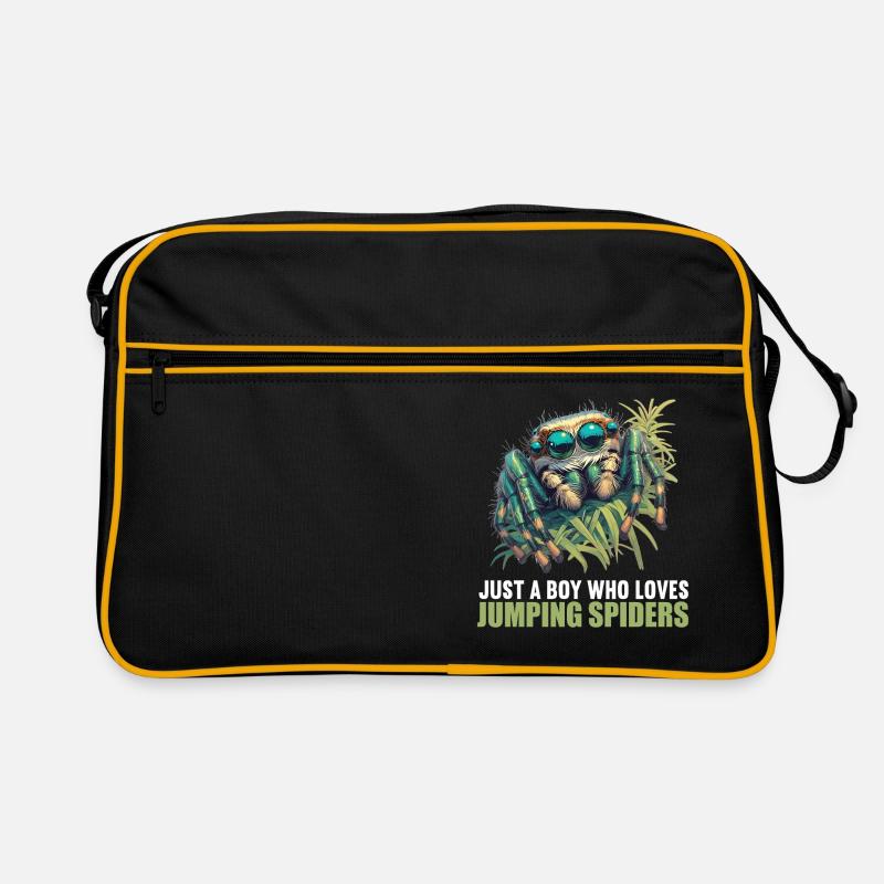 Jumping Spider Springspinnen Springspinne - Retro Tasche - Schwarz/Gold