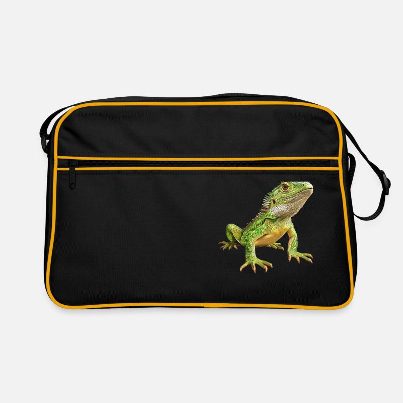 Eidechsen Eidechse - Retro Tasche - Schwarz/Gold