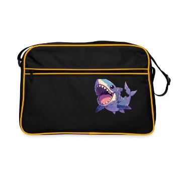 Weiße Haie Weißer Hai - Retro Tasche - Schwarz/Gold - Vorne