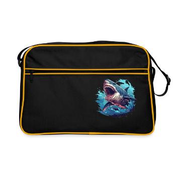 Weiße Haie Weißer Hai - Retro Tasche - Schwarz/Gold - Vorne