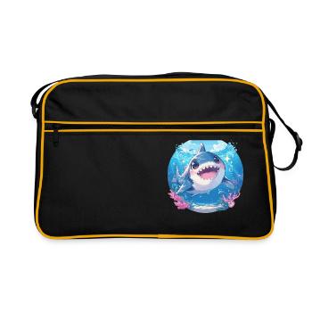 Weiße Haie Weißer Hai - Retro Tasche - Schwarz/Gold - Vorne