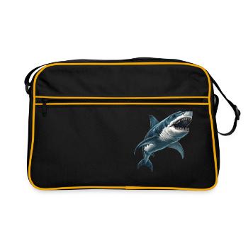 Weiße Haie Weißer Hai - Retro Tasche - Schwarz/Gold - Vorne