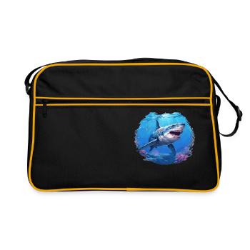 Weiße Haie Weißer Hai - Retro Tasche - Schwarz/Gold - Vorne