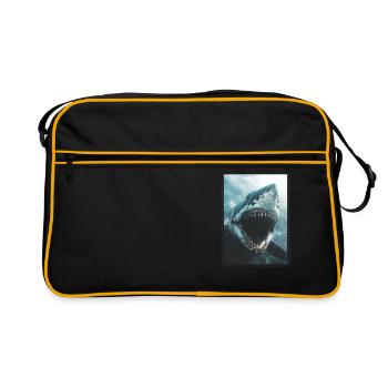 Weiße Haie Weißer Hai - Retro Tasche - Schwarz/Gold - Vorne