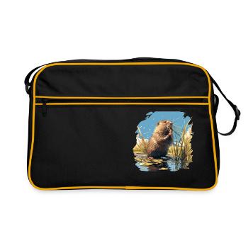 Bisamratten Bisamratte - Retro Tasche - Schwarz/Gold - Vorne