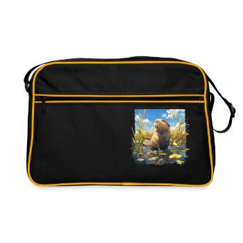 Bisamratten Bisamratte - Retro Tasche - Schwarz/Gold - Vorne