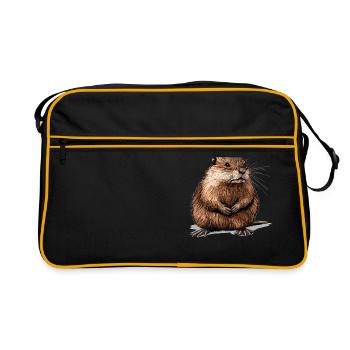 Bisamratten Bisamratte - Retro Tasche - Schwarz/Gold - Vorne